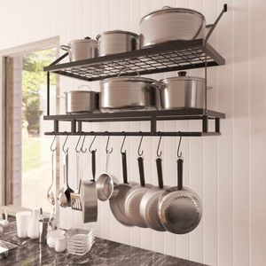 Wall mount kitchen pot rack/holder
